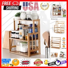 Elegant 3-Tier Bamboo Spice Rack - Adjustable and Waterproof Kitchen Organizer