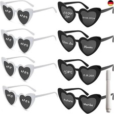 8 Stück Vintage Herzform Brille Herz Sonnenbrille mit Stift DIY Party 