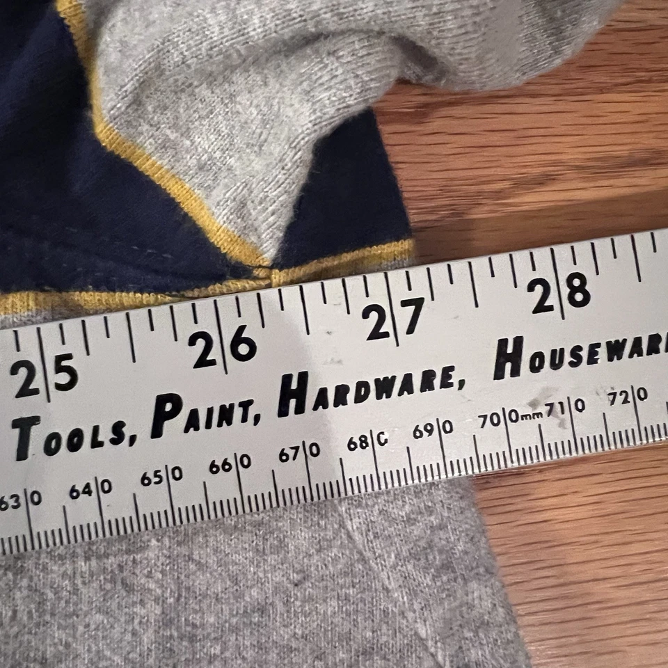 Vintage Lands End Men’s 3XL Rugby Shirt Gray Blue Stripes Y2K Thick Cotton - Image 3 of 4