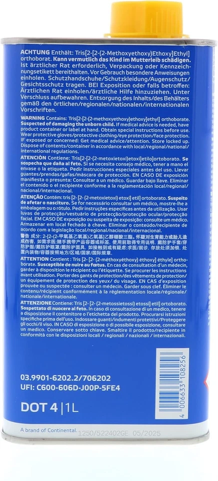 Líquido de frenos ATE Original TIPO 200 Racing Quality DOT 4, 1 litro (33,8 onzas) Foto 2 de 2