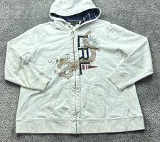 Lauren Jeans Company Hoodie Womens M White Full Zip Hooded Pockets Ralph