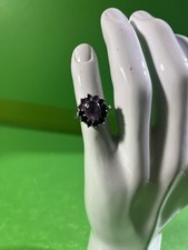 Sterling Silver 925 Size 7 Womens Ring Purple Stone Center With 12 Small Stones