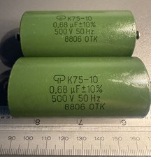 Matched Pair K75-10 0.68uF 500V 10% Soviet Hybrid Paper in Oil PIO Audio Caps