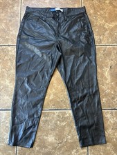 Old Navy OG Straight Black Faux Leather Pants High Rise Size 14