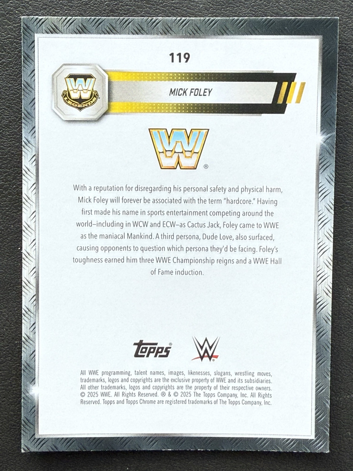 2025 Topps Chrome WWE Mick Foley #119 - Red & Blue Refractor - Mankind