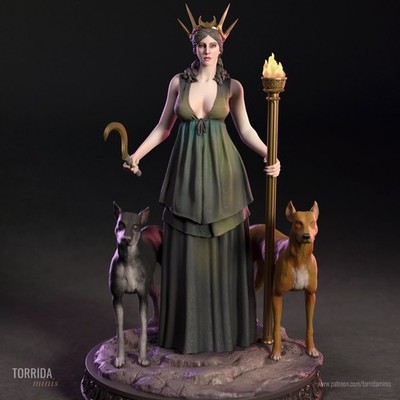 Hekate, Göttin der Unterwelt und Magie, Figur, 3D Druck, Sexy Pin-Up, UNBEMALT