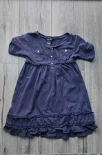 Ralph Lauren Girls Ruffled Cotton Short Sleeve Dress Size 6 Blue EUC 