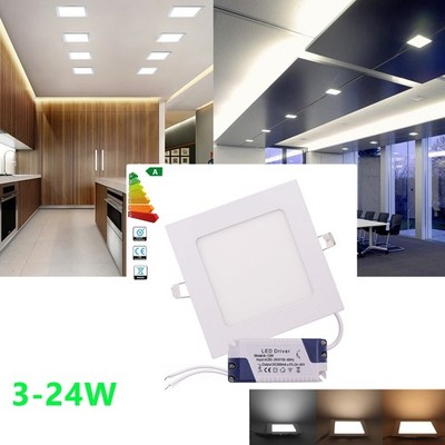 LED Panel Einbaustrahler 3W-24W Ultraslim Decken-Spot Beleuchtung Flach Eckig