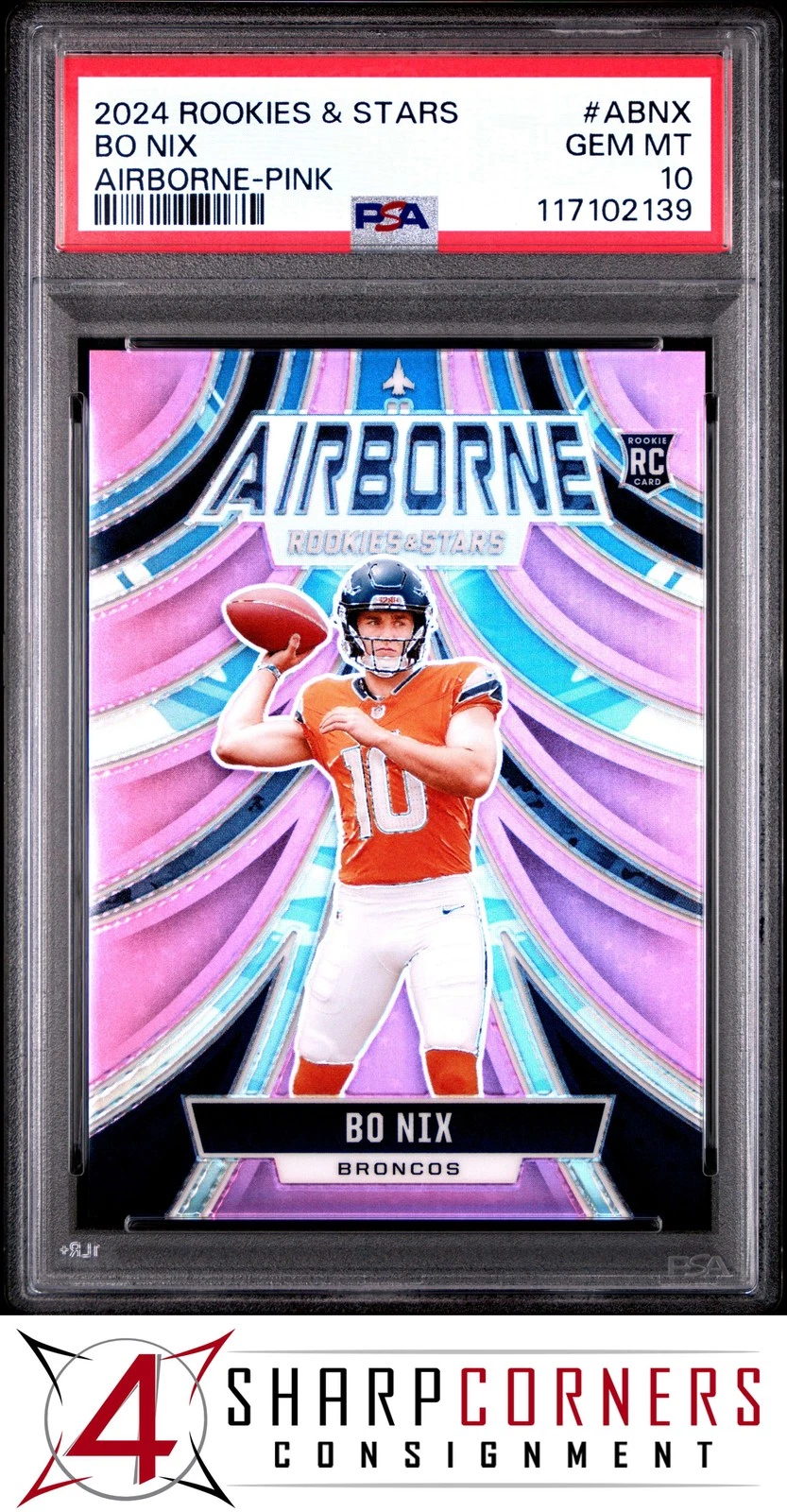 Bo Nix Panini Rookies & Stars Airborne #ABNX Pink