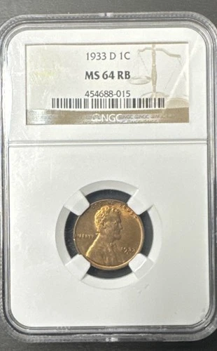 1933-D Lincoln 1 Cent NGC MS-64 RB