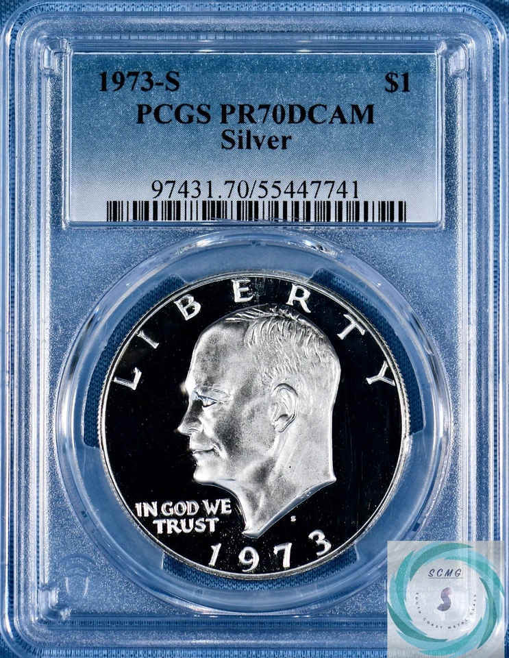 Dólar Eisenhower 1973-S graduación profesional PR70DCAM - ¡Escasa perfección!