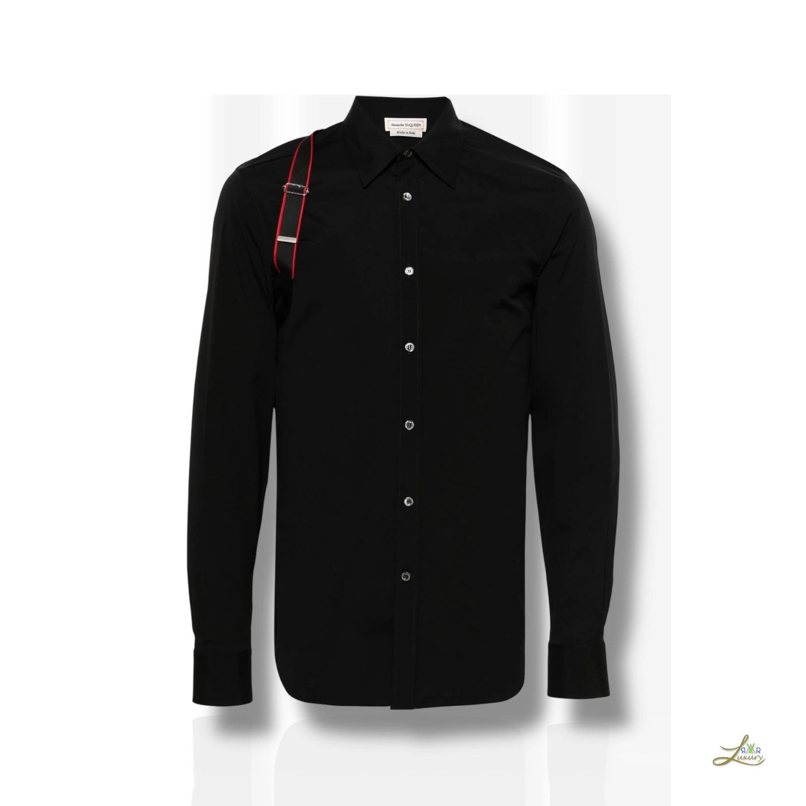 Alexander McQueen Harness Buckle Shirt Black Cotton Size 16