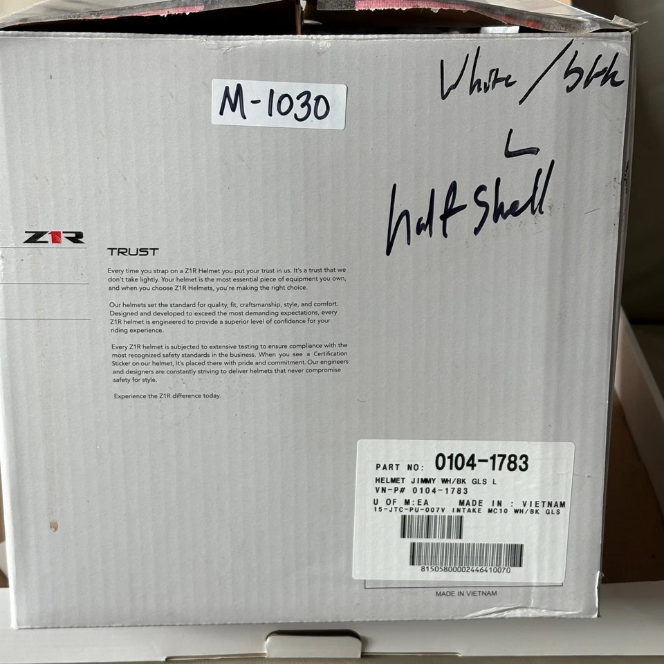 Casco de moto vintage (década de 1990) Z1R media carcasa con visera negro blanco talla L Foto 2 de 4