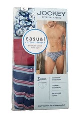 3pk Jockey Everyday Casual Bikinis Blue/Red Cotton Blend Size XL 40-42 NEW