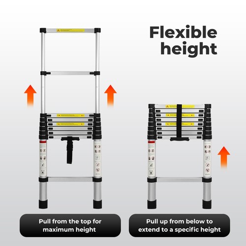 Telescopic Ladder Step Aluminium Extension Portable MultiPurpose 2/2.6/3.2/3.8m - Picture 8 of 108