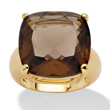 Gold-Plated Multi-Faceted Smoky Quartz Ring