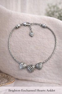 Brighton Enchanted Hearts Silver Sliding Charms Anklet