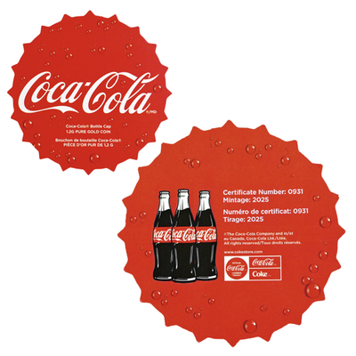 2025 Niue 1.2 Gram 999 Gold Coca-Cola Bottle Cap Coin w/Red Tin