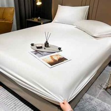 Silk Bed Fitted Sheet Deep 25CM Real Silk Mattress Cover Bedding Sheets