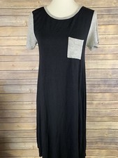 Lularoe XXS Carly Dress Hi Lo Knit Black Gray Ringer Style Rayon Blend Soft