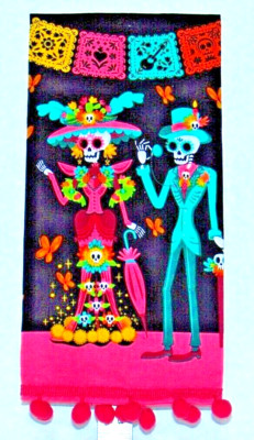 Day of the Dead Sugar Skull Couple Kitchen Towel