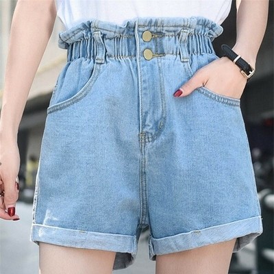 cinched waist jean shorts