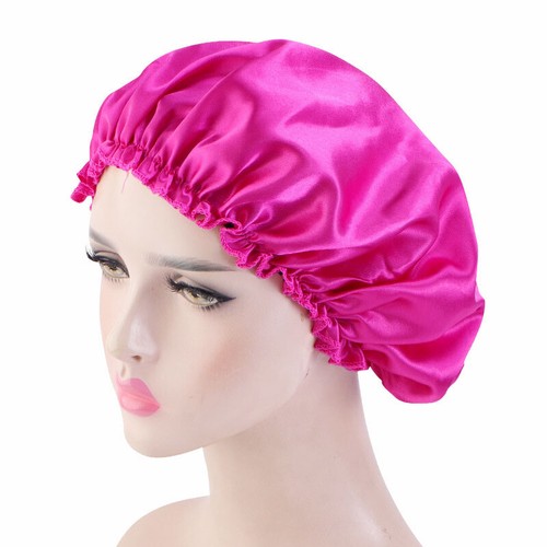Satin Night Sleep Cap Hair Care Bonnet Head Cover Band Elastic Hat Adjust - Picture 41 of 44