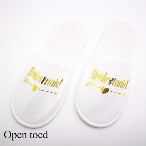 New Gold Glitter Letter Wedding Party Slippers Maid of Honor Bridesmaid One Size - Picture 4 of 20