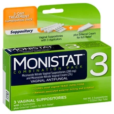 Monistat 3-Day Yeast Infection Treatment, Suppositories + Itch Cream+