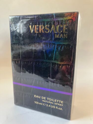 VERSACE MAN ( Purple )3.4oz EDP Spray for Men, VINTAGE, 100% AUTHENTIC, SEALED, - Picture 3 of 3