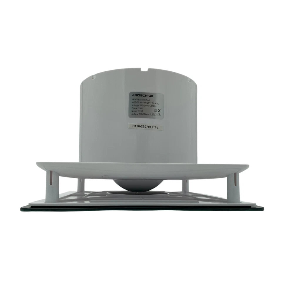 Extractor de baño Ventilador Negro Mate Vidrio 150mm/6" con Humedad VF-W6GP - Imagen 4 de 4