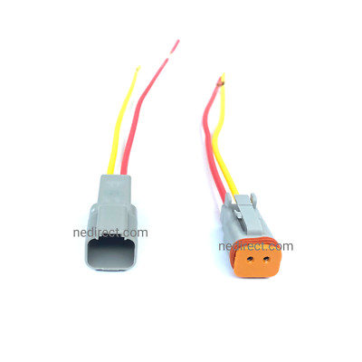 14 AWG Assembled Deutsch 2 Pin waterproof connector 6'' wire  kit