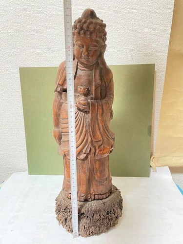 Bamboo Root Crafts Carving Buddha Statue H18.1 inch Japanese Vintage Figurine FS - Picture 7 of 10