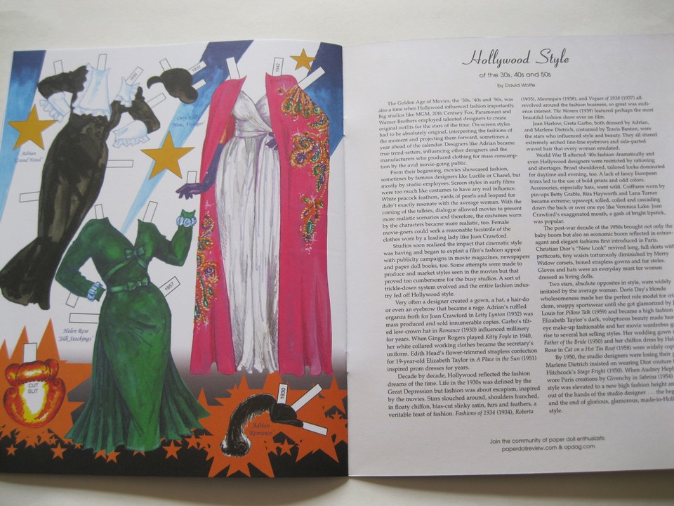 HOLLYWOOD STYLE OF THE '30s '40s and '50s Paper Dolls w/Fabulous Movie