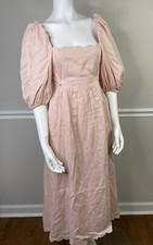 Mable 100% Linen Blend Dress in Light pink Medium prairie cottagecore tea
