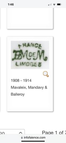 Rare Limoges France - Handled Cake Plate Platter 10.8" Mavaleix Mandavy Balleroy - Picture 3 of 3