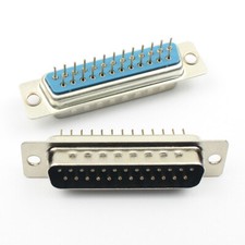 50Pcs D-SUB 25 Round Pin Male Straight Through Hole PCB Connector 2 Row DB25 25P