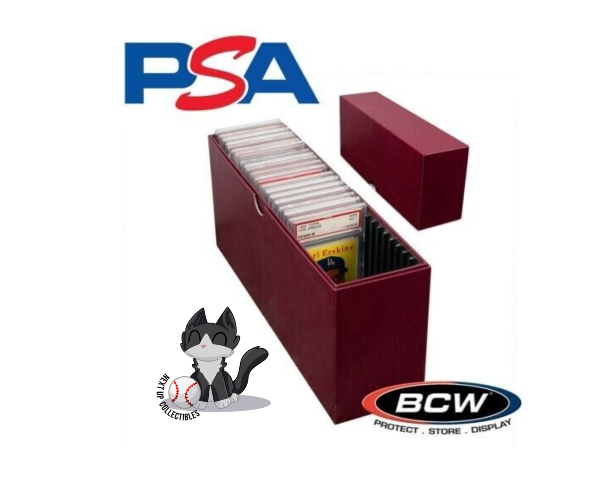 2 Pack BCW Slotted Graded Card Box - Holds 26 PSA Slabs, Burgundy, For MTG Pokemon