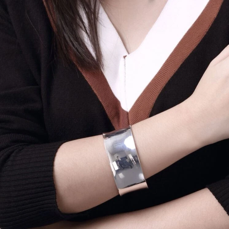 Armspange Breit Damen Sterling Silber 925 Armband Armreif Flexibel Dehnbar - Bild 2 von 4