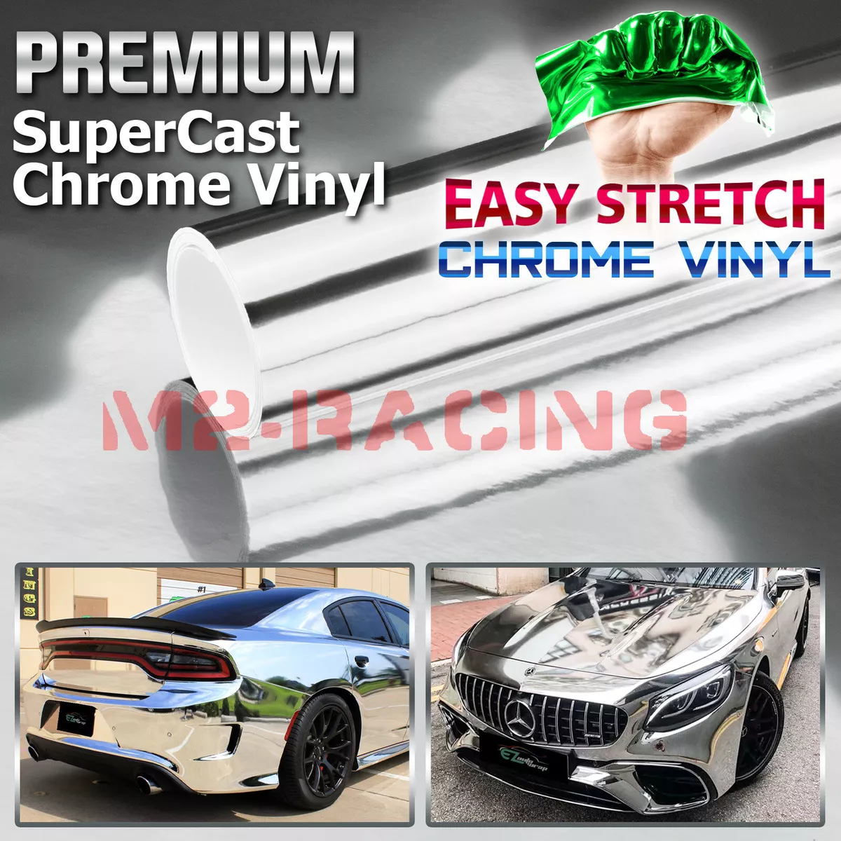 Supercast Silver Easy Stretch Chrome Vinyl Wrap – EzAuto Wrap