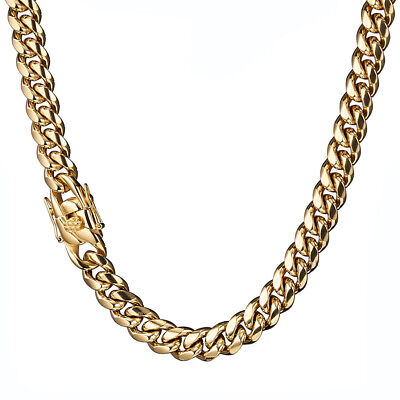 6mm-10mm Men's Miami Cuban Link Chain Necklace 18K Gold