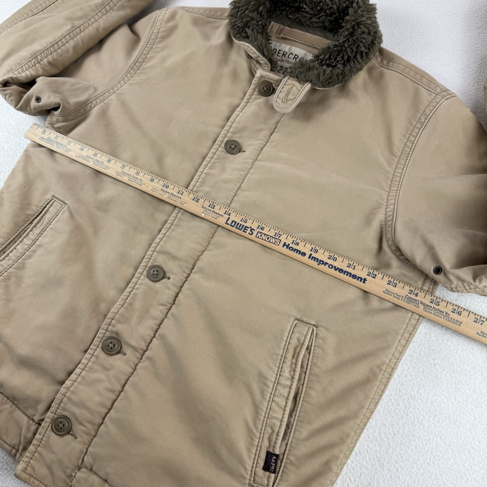 VTG Y2K abercrombie fitch Quilted Military Jacket Men’s L Brown Full Zip Rare image 7