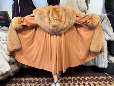 Fox Coat Cashmere with Fox Fur REAL Fur Coat Pelliccia L-3XL UK