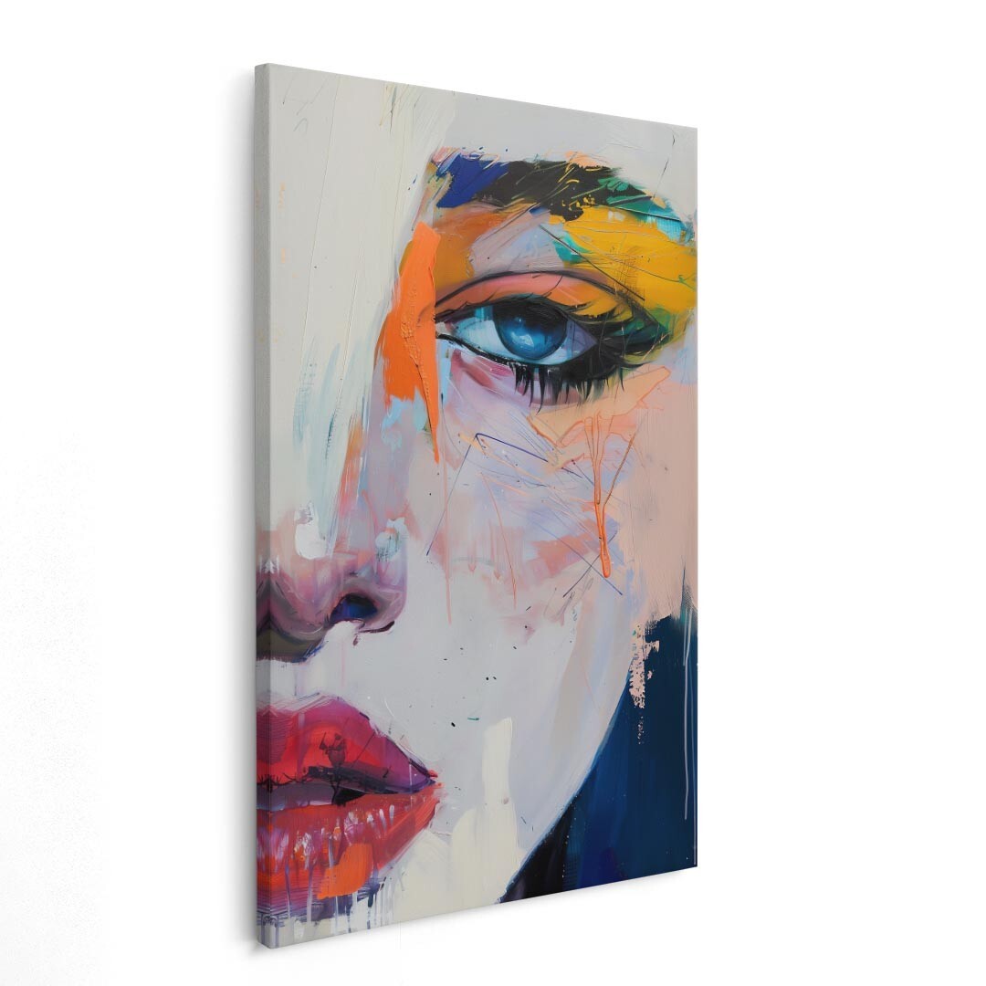 ✅MURAL LIENZO, VIDRIO ACRÍLICO MUJER RETRATO LUJO ROJO BLANCO DECORACIÓN DE PARED PREMIUM