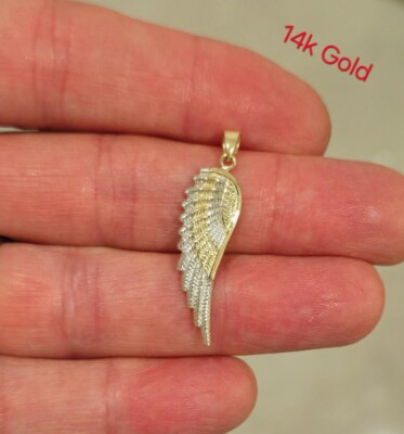 14K massiver zweifarbiger Gold Flügel Ala Anhänger