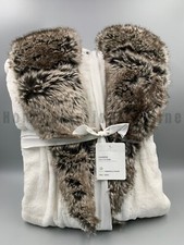 Pottery Barn Faux Fur Ombre Trim Unisex Robe Gray White Large 9929