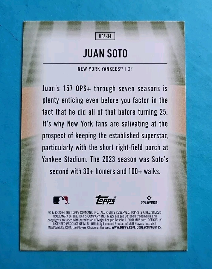 2024 Topps Update Home Field Advantage - Juan Soto - Yankees