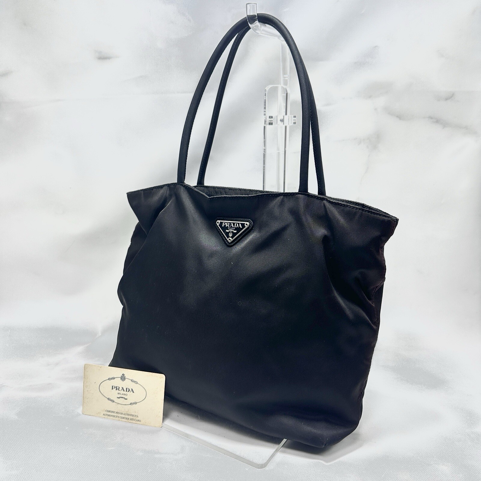 Prada Black Nylon Tessuto City Tote Handbag Authentic