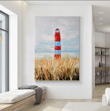 Meer, Leuchtturm,Strand,Acrylgemälde,Seelandschaft, Original, Handgemalt, Modern