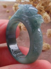 Certified Icy Green 100 Natural A JADE Jadeite Dragon RING USA. 10.25    673569
